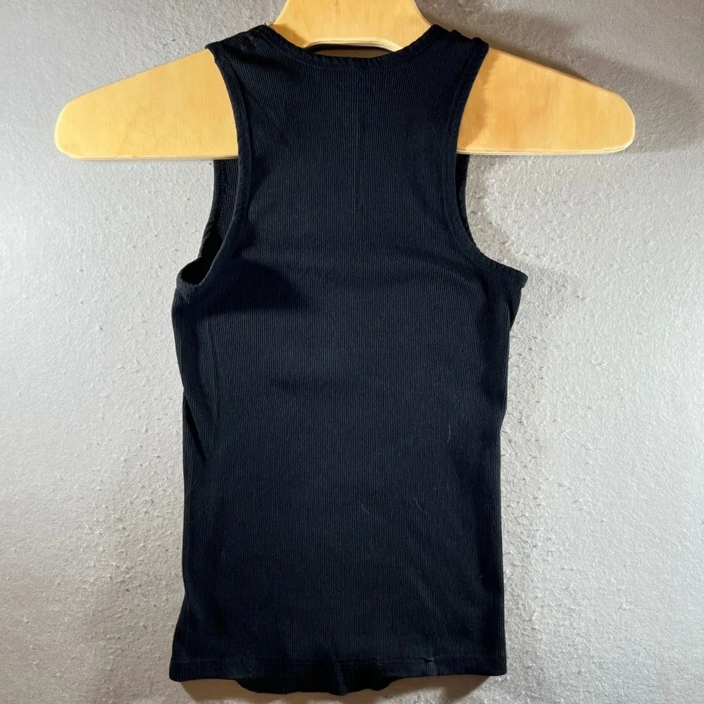 855‎ | True Religion Ribbed Racerback Logo Graphic Tank Top Black Mens 2XL